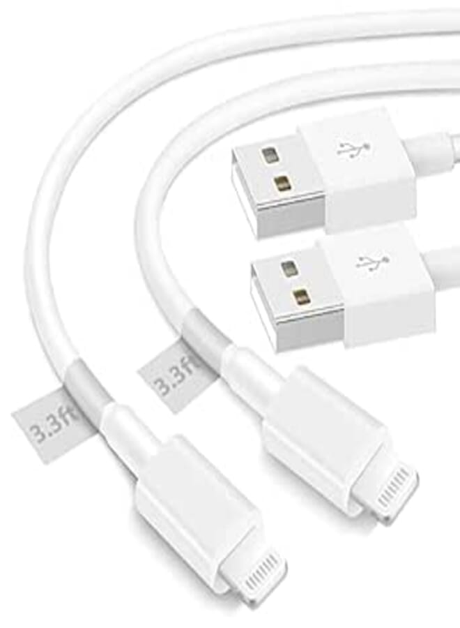 iPhone Charger, [Apple MFi Certified] 2Pack 3.3FT USB to Lightning Cable Power Fast Charging Data Sync Transfer Cord Compatible with iPhone 13 12 11 Pro Max XS XR X 8 7 Plus 6S SE iPad and More-White